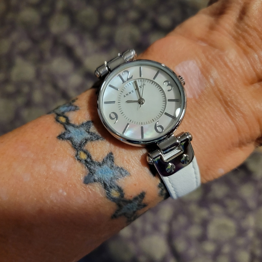 Anne Klein Silver and White Women's Watch